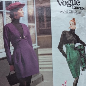 Vogue Paris Original Designer Christian Lacroix Vintage Pattern, Uncut, Sz 6  8 10, Blazer / Jacket and Skirt #2183, Printed in 1988