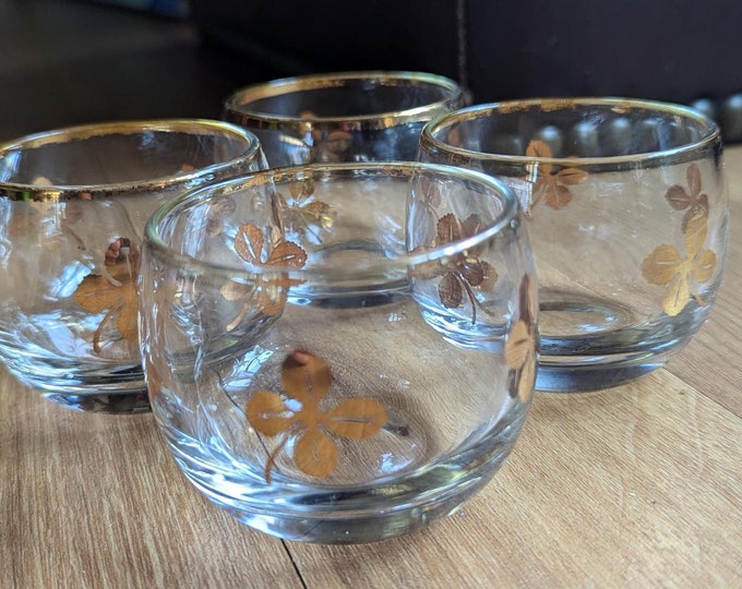 4 Four-leaf Clover Roly Poly Glasses, Stemless Wine Glasses, Rocks ...