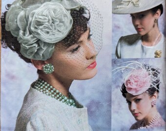 Vogue Retro 1950s-Style Hat Pattern V8052, Factory Folded Uncut, Vintage Bridal Head Covering