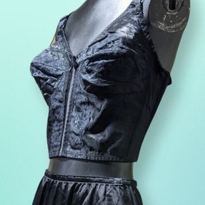 Vintage 40B Black Lace Corset Bustier Bra 1980s Vintage Lingerie No Brand Label