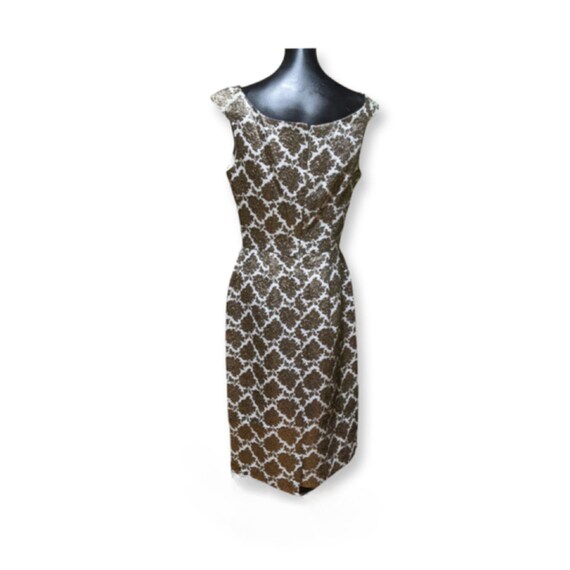 Mod Brocade Evening Dress, Size 11, Bronze Brocad… - image 7