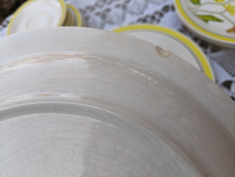 Nikko Yellow Floral Ironstone 1970s 21pc Dish Set, Japan, Geometric