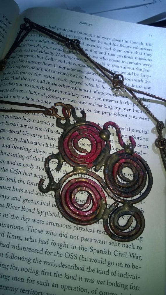 1970s Pendant Hand Made Geometric Copper Swirl Pe… - image 4