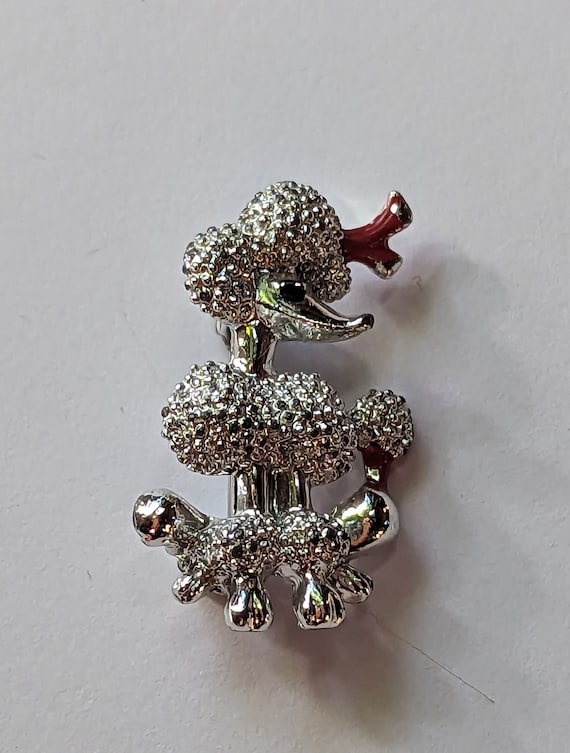 Vintage Poodle Pin, Mid Century Silvertone Dog Br… - image 2