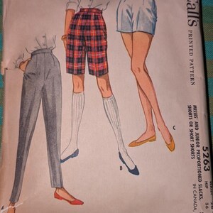 1959 McCall's #5263 Pattern for Shorts, Bermuda Shorts and Slacks Sewing Pattern - Waist 26" for Short, Medium and Tall