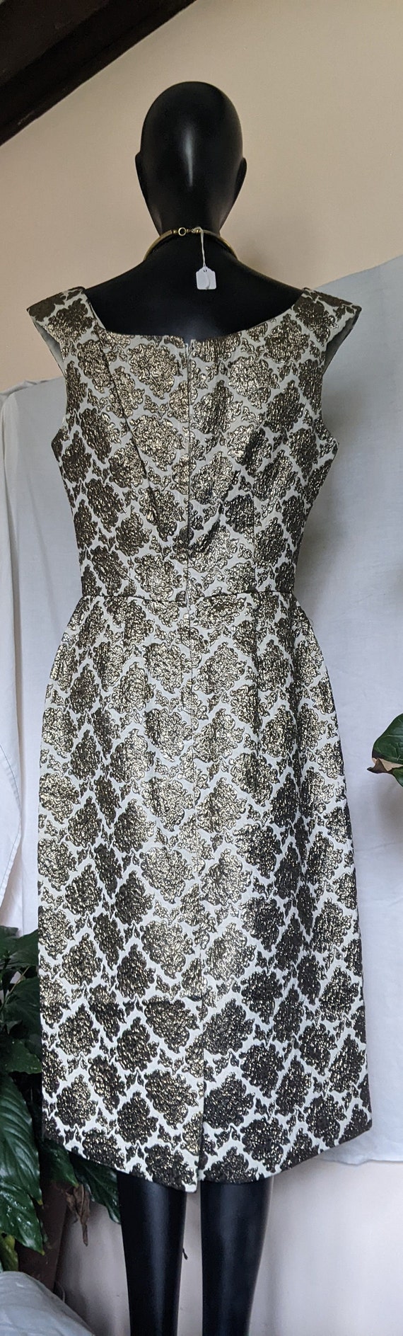 Mod Brocade Evening Dress, Size 11, Bronze Brocad… - image 5