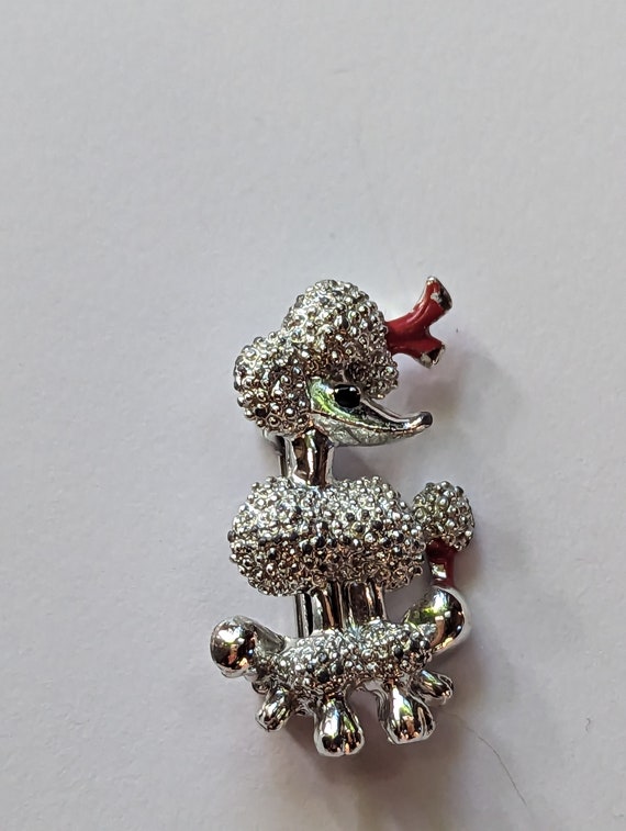 Vintage Poodle Pin, Mid Century Silvertone Dog Br… - image 3