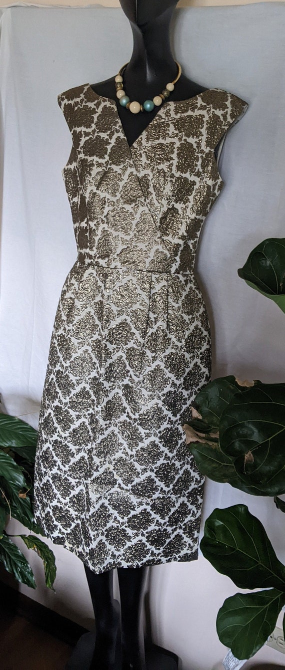 Mod Brocade Evening Dress, Size 11, Bronze Brocad… - image 4