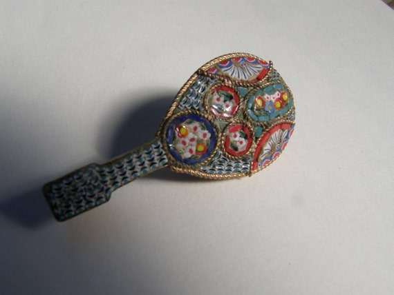 Vintage Millefiori Mosaic Brooch Mandolin Trombon… - image 3