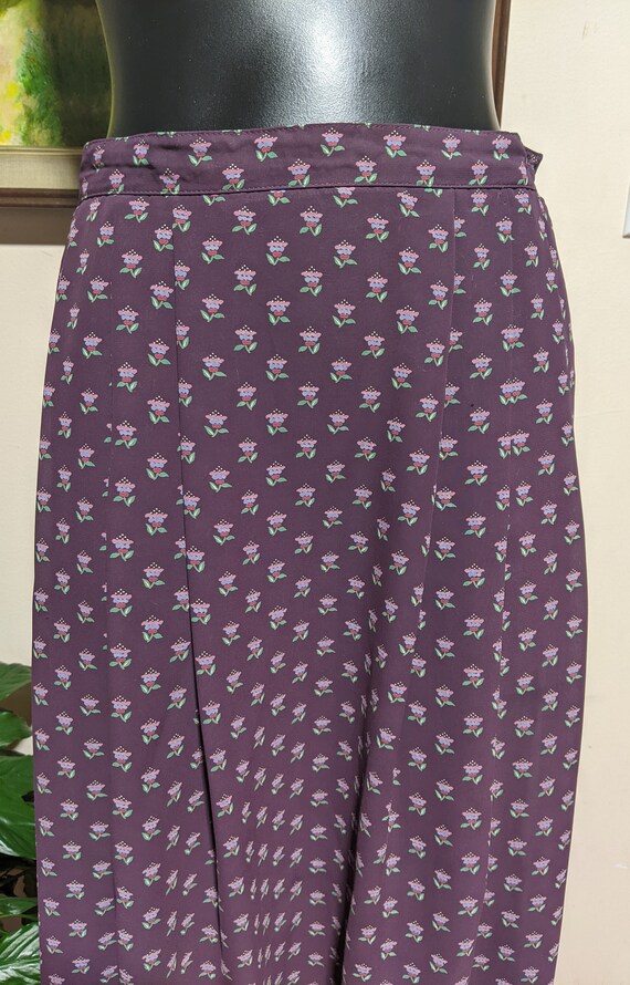 Purple Dirndl Skirt 1980s Semi-Sheer Lavender Size