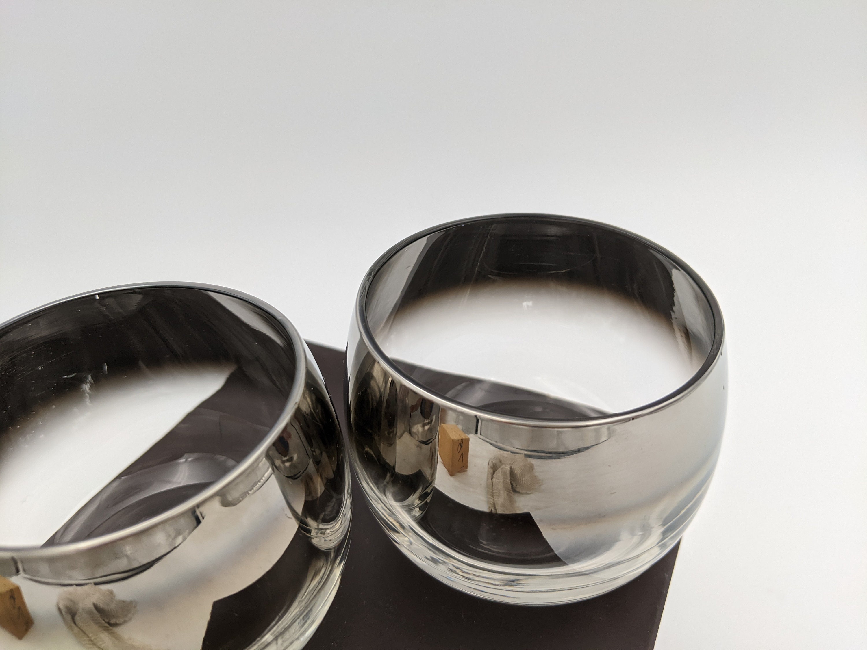 2 Silver Rim Roly Poly Whiskey Glasses, Cocktails, Dorothy Thorpe, Vintage MCM Barware - Etsy