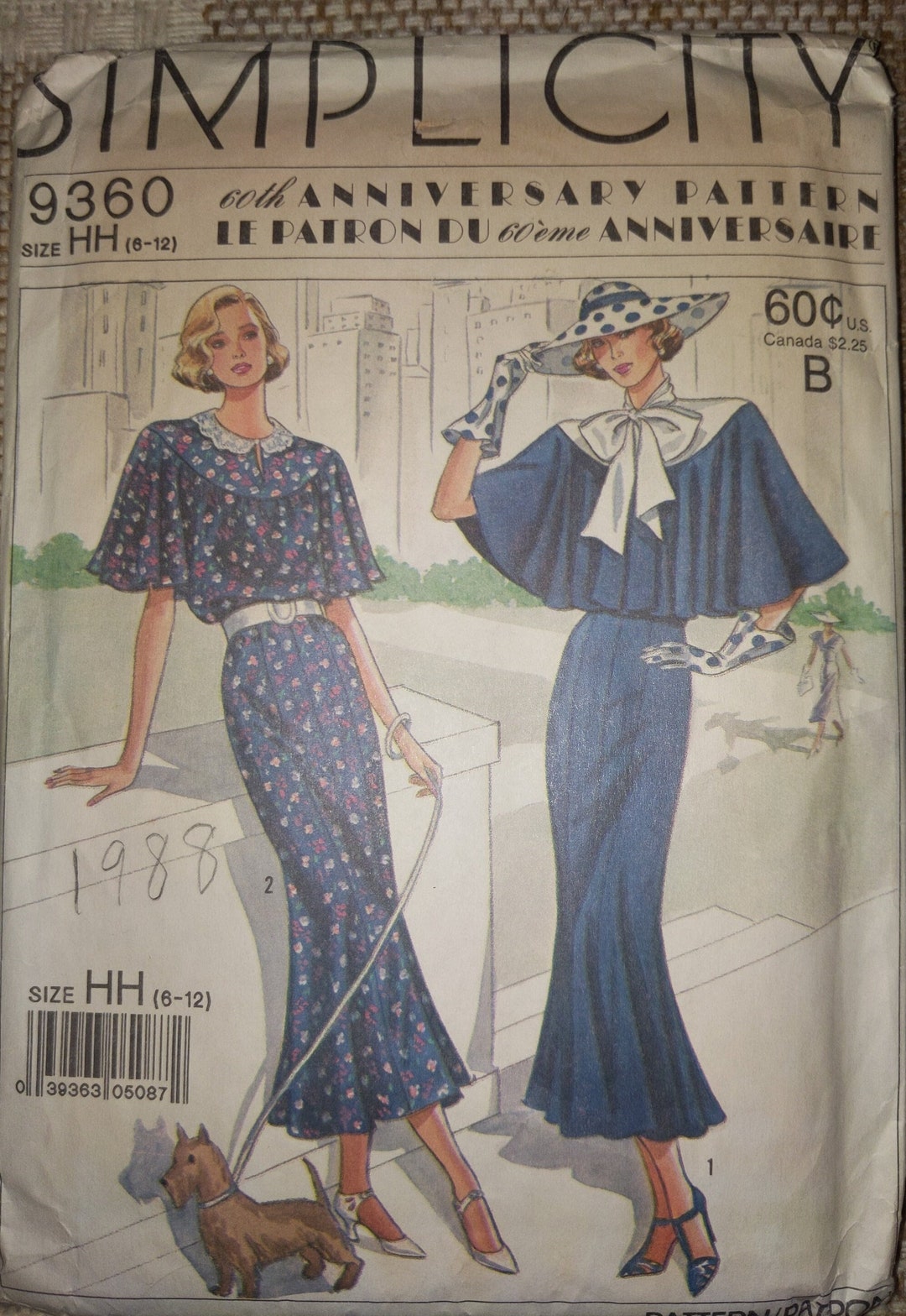 Vintage 1940s Dress Sewing Pattern: Simplicity 9360, Capelet Collar ...