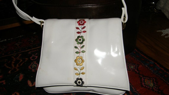 white patent leather purse