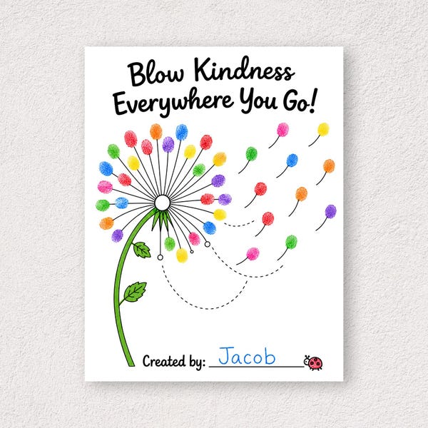 Fingerprint Worksheet Spring Kindness Hands Craft - Etsy