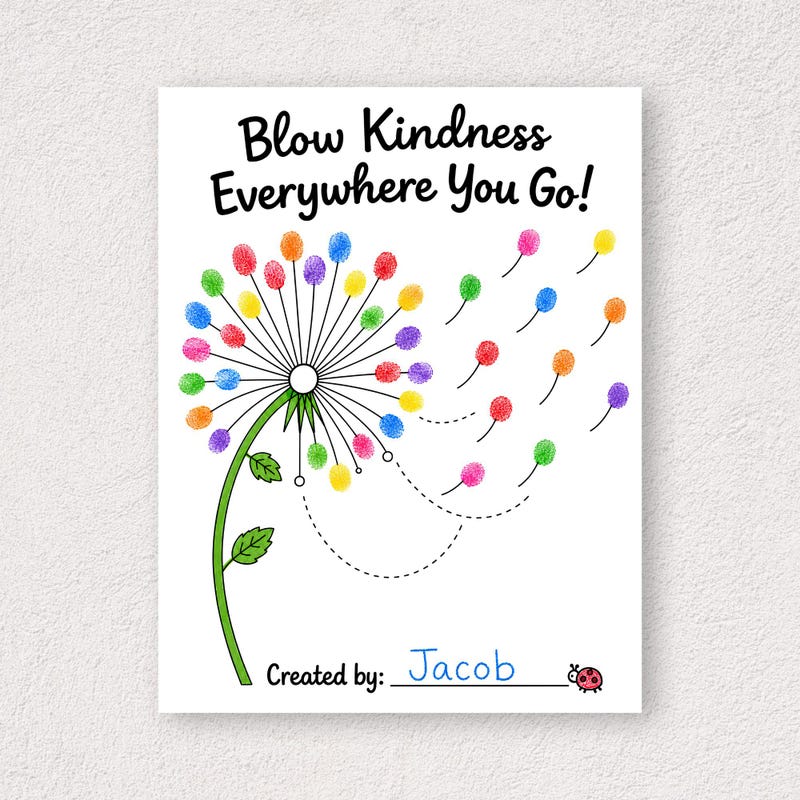 Fingerprint Worksheet Spring Kindness Hands Craft - Etsy