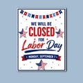 Closed for Labor Day Printable Sign, Patriotic Business Closure Notice, US Letter PDF product logo