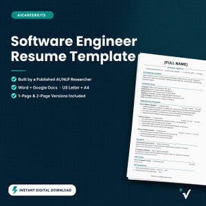 ATS Resume Template Software Engineer | Google Docs Word | Tech CV Instant Download | Software Developer Resume 2026 | IT Job Application