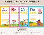 Alphabet Letter Tracing Worksheets Printable PDF | 26 A-Z Letter Recognition Activity Pages | Preschool ABC Worksheets