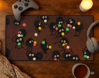 Soot Sprite Mouse Pad, Studio Ghibli Desk Mat, Cute Anime Mousepad, Kawaii Gamer Setup, Cozy Desk Decor