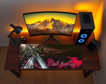 デビルメイクライ マウスパッド、DMC ゲーミングデスクマット、デーモンハンター マウスパッド、スタイリッシュなアクションゲーマーセットアップ、ファンタジーデスクデコレーション