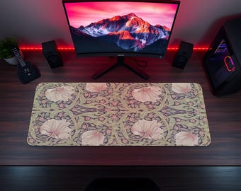 William Morris Mouse Pad, Vintage Floral Desk Mat, Arts and Crafts Mousepad, Botanical Gamer Setup, Cottagecore Desk Decor