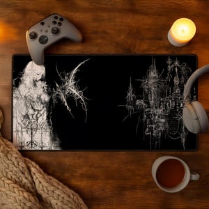 Cybersigilismus Mauspad, futuristische Gothic Schreibtischmatte, Cyberästhetik Mousepad, Dark Tech Gamer Einrichtung, Sigilcore Schreibtisch Dekoration