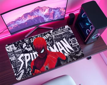 Podkładka pod mysz Spider-Man, podkładka pod mysz do gier Marvel Superhero, podkładka pod mysz Web Slinger, konfiguracja komiksowego gracza, dekoracja biurka Action