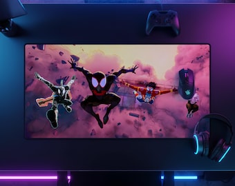 マイルス・モラレス マウスパッド、スパイダーバース ゲーミングデスクマット、マーベル スーパーヒーロー マウスパッド、アーバンゲーマーセットアップ、コミックブック デスクデコレーション