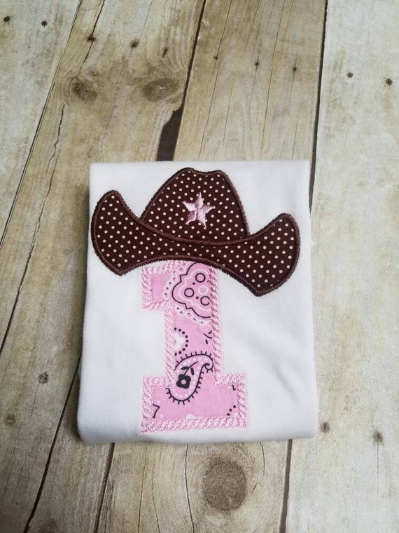 Clearance - READY TO SHIP - Cowgirl Hat with 1 Appliqué Shirt - Size 18M Short Sleeve Bodysuit - Farm Party Il_570xn