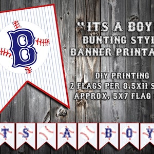 INSTANT DOWNLOAD - Baseball Themed Baby Shower Banner - Its A Boy - Party Printable Bunting - DIY Printing, Blue Font