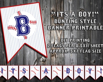 INSTANT DOWNLOAD - Baseball Themed Baby Shower Banner - Its A Boy - Party Printable Bunting - DIY Printing, Blue Font