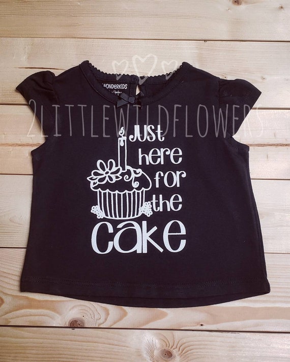 Clearance - READY TO SHIP - 1st Birthday - Just Here for the Cake Graphic Tee - 12M Cap Sleeve T-Shirt - Glitter Vinyl - Cake Smash Photos Il_570xn