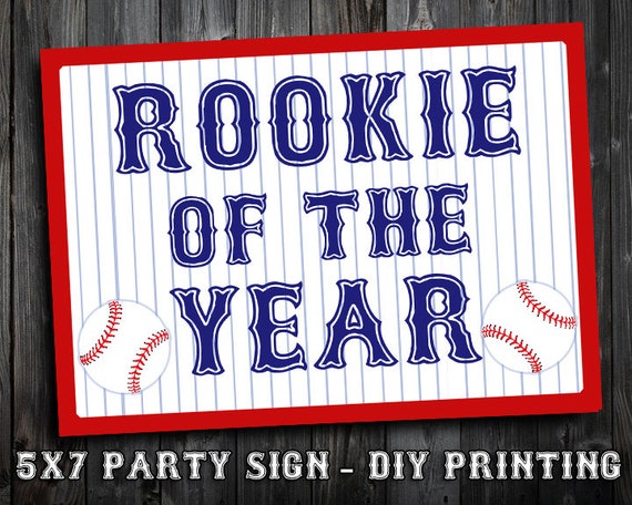 INSTANT DOWNLOAD - 5x7 Baseball Themed Birthday Party Sign - Rookie of the Year - DIY Printing Il_570xn