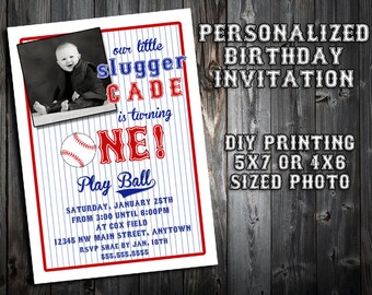 Baseball Themed Birthday Party Invitation - Photo or Non-Photo Birthday Invitation Printable - 4x6 or 5x7 DIY Printing