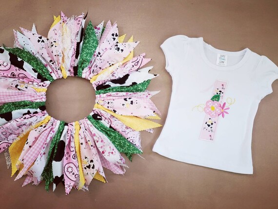 Clearance READY TO SHIP Farm Girl 1 Applique Shirt & Cowgirl Scrap Tutu - Pink Bandana Gingham Lace - First 1st Birthday Outfit - Size 12M Il_570xn