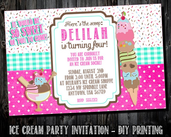 the ice cream shoppe collection customized birthday invitation customized birthday invitation