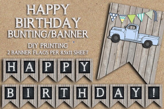 Custom Wording The Vintage Truck Collection Bunting Style