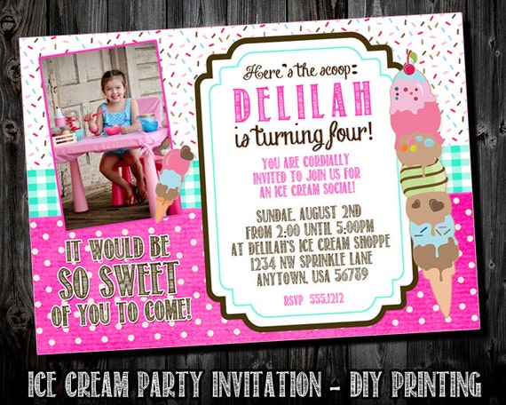 the ice cream shoppe collection customized birthday invitation customized birthday invitation