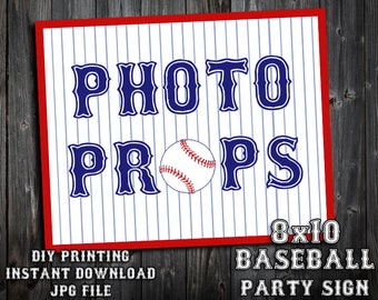 INSTANT DOWNLOAD - Baseball Themed Birthday Party Signs - Photo Props - DIY Printing - Photo Booth - Blue Text