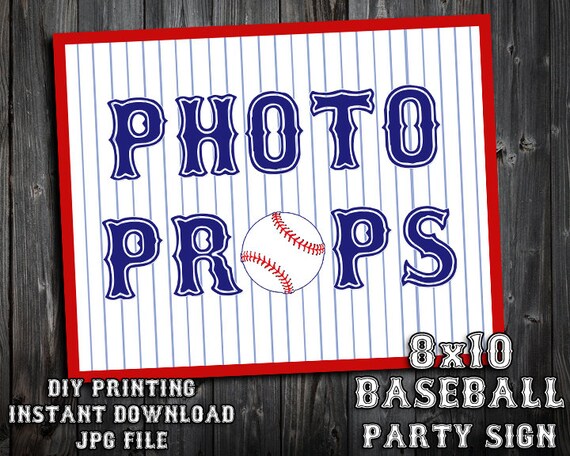 INSTANT DOWNLOAD - Baseball Themed Birthday Party Signs - Photo Props - DIY Printing - Photo Booth - Blue Text Il_570xn