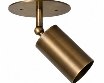 Verstellbarer Deckenstrahler aus massivem Messing, Mid-Century Modern, handgefertigte Leuchte