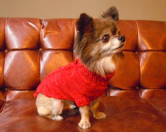 XS - XL, Merino wool Dog sweater - Red