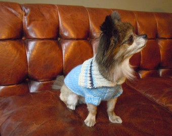 XS - XL, Merino wool Dog collar sweater - blue