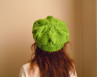 Chunky wool beret - leaf green