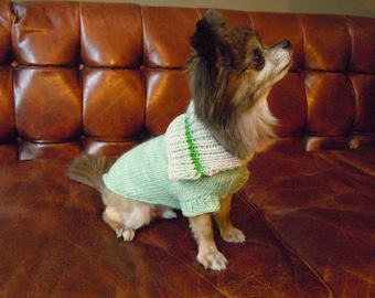 XS - XL, Merino wool Dog collar sweater - green