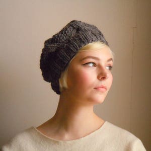 Chunky wool beret - Dark gray