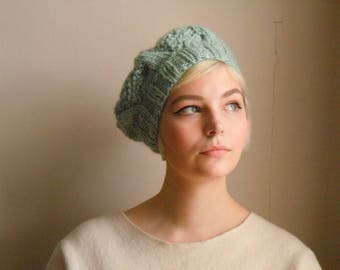 Chunky wool beret - Peppermint green