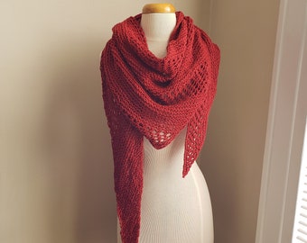 Asymmetric triangle shawl scarf - Red