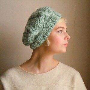 Chunky wool beret Peppermint green image 2