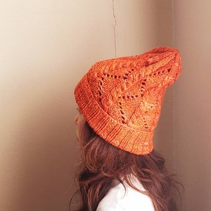 Merino wool, changeable length, orange beanie